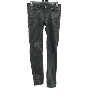 Allsaints Coated Denim Jeans SZ 26 Shiny Skinny Ankle Zip Baddie Gothcore